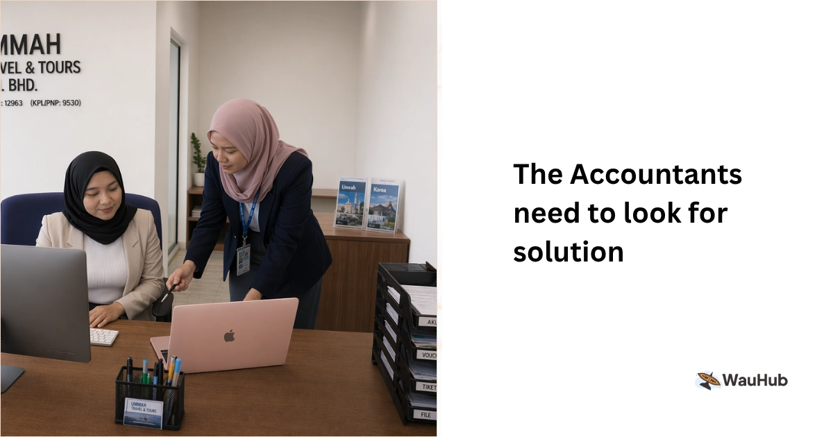 Travel agency accountant reviewing e-Invoice compliance solutions on screen