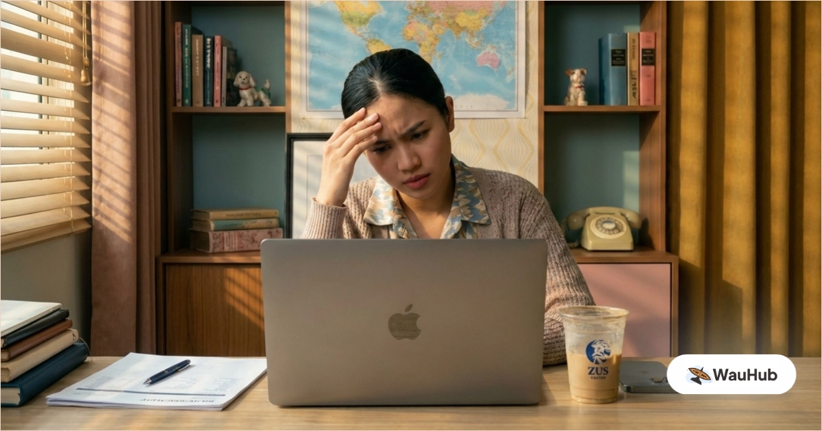 Travel agency owner staring at laptop screen as bank balance drops after supplier payments
