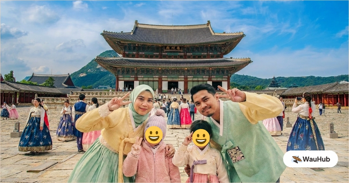 Happy family arriving in Seoul, the result of a travel agency that managed cash flow well and delivered on its promise