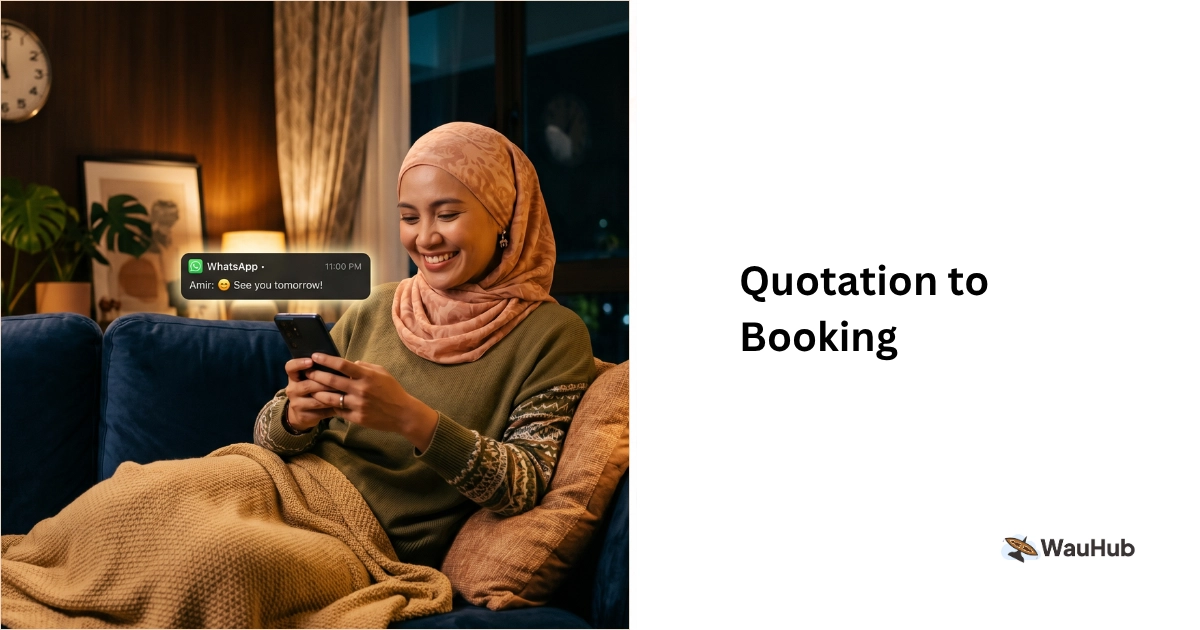 Customer accepts a travel quotation late at night on her phone