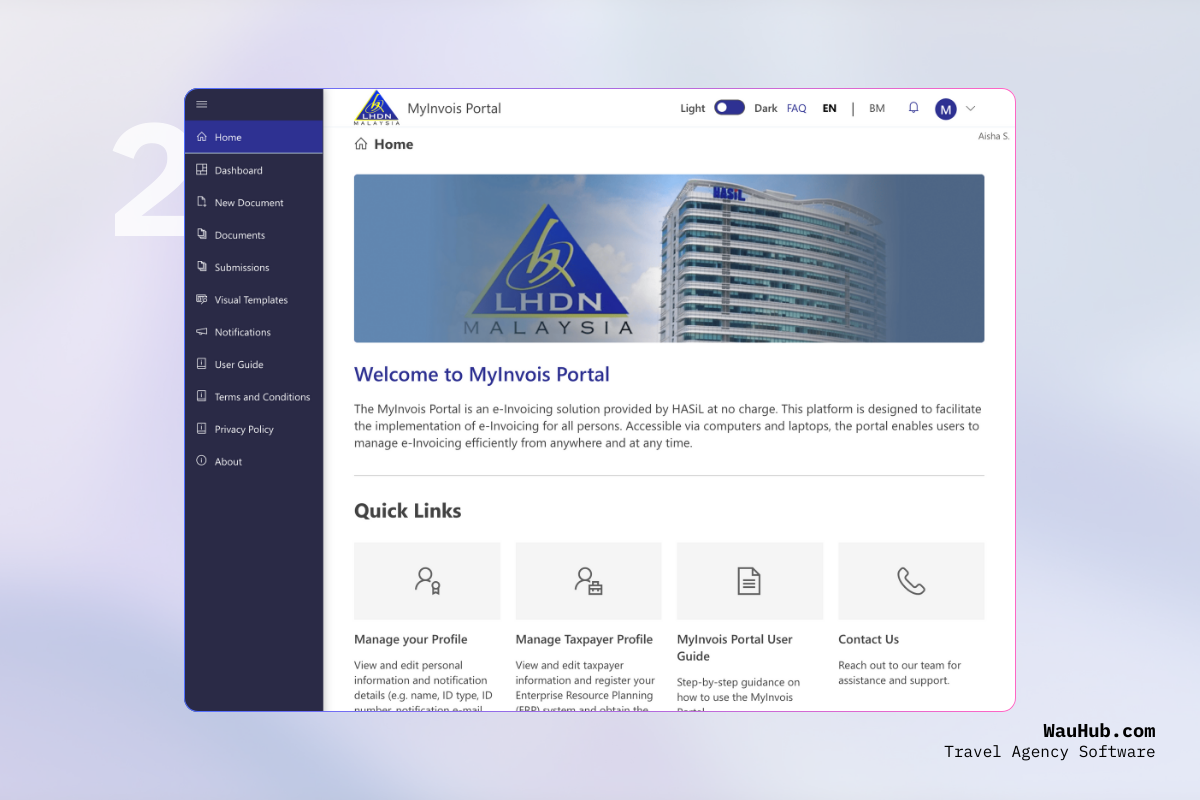 MyInvois portal dashboard overview
