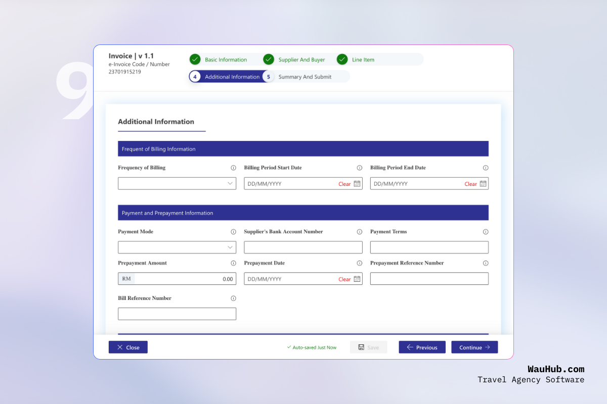 Billing and payment information section
