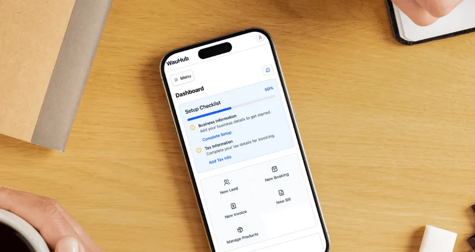 WauHub team collaboration dashboard for travel agency invoice performance in Malaysia