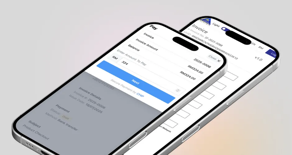 WauHub payment invoice on mobile view with e-invoice submission