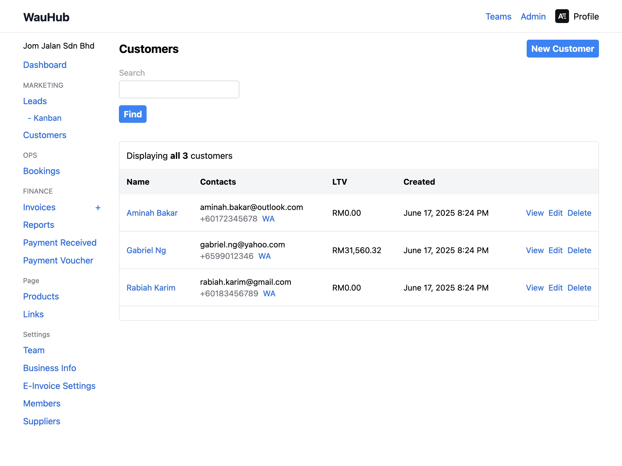 WauHub customers