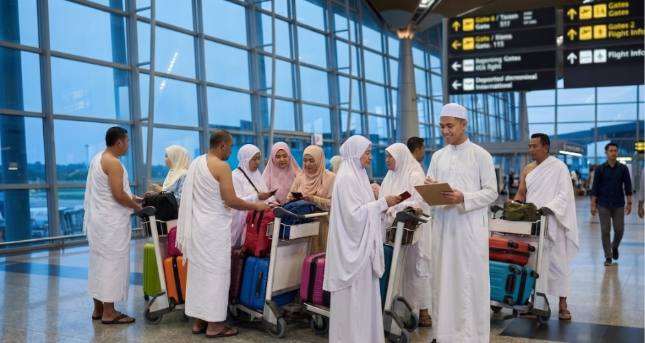 Kumpulan jemaah umrah berlepas di lapangan terbang KLIA