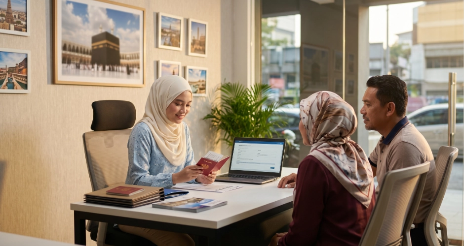 Staf agensi umrah merekod maklumat jemaah di pejabat